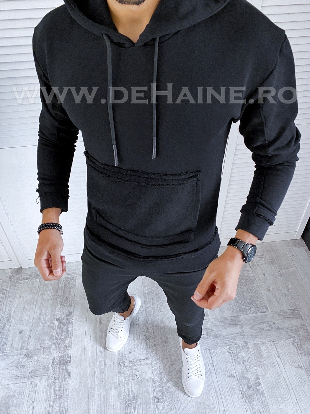 Hanorac barbati negru slim fit 2689 1-4
